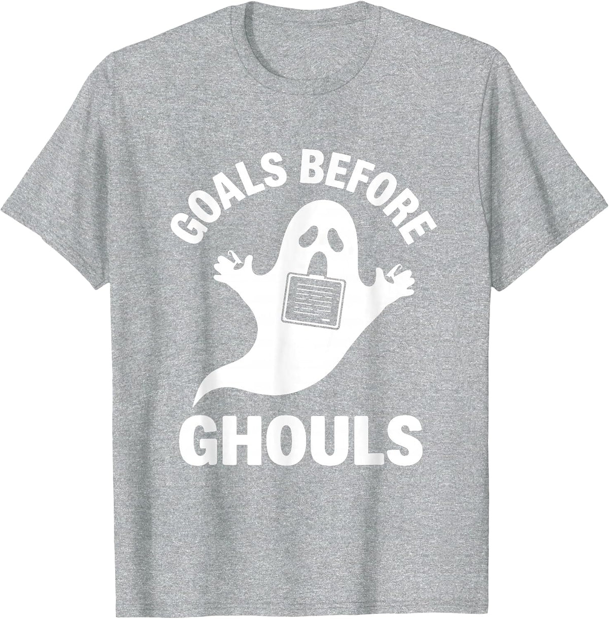 Goals Before Ghouls Funny SLP Halloween Speech Therapy T-Shirt, Men, Heather Grey, X-Large - As Pictured