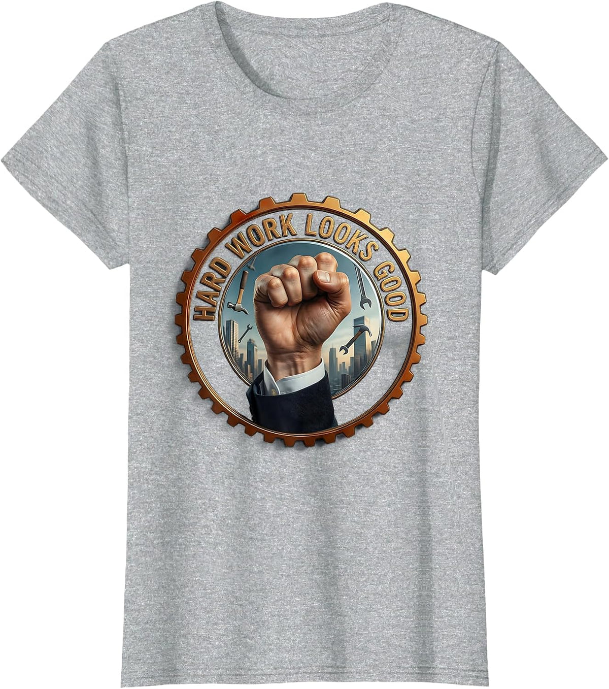 Hard Work Looks Good Labor Day Graphic Design T-Shirt - Heather Grey