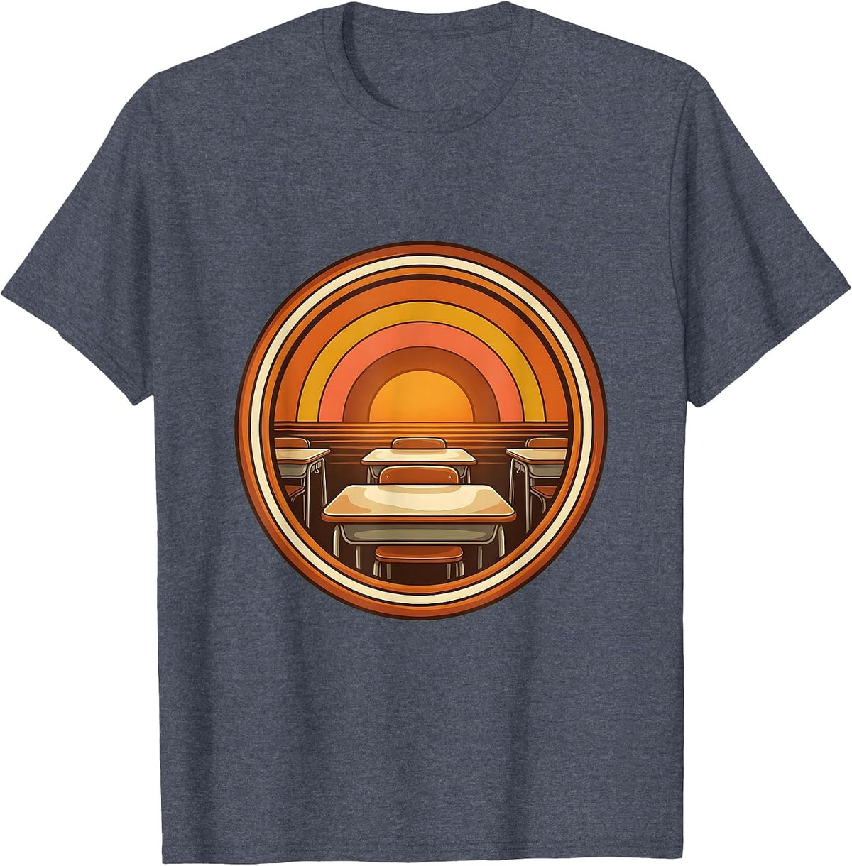 Empty Classroom Afternoon Light Teacher Design T-Shirt - Heather Blue
