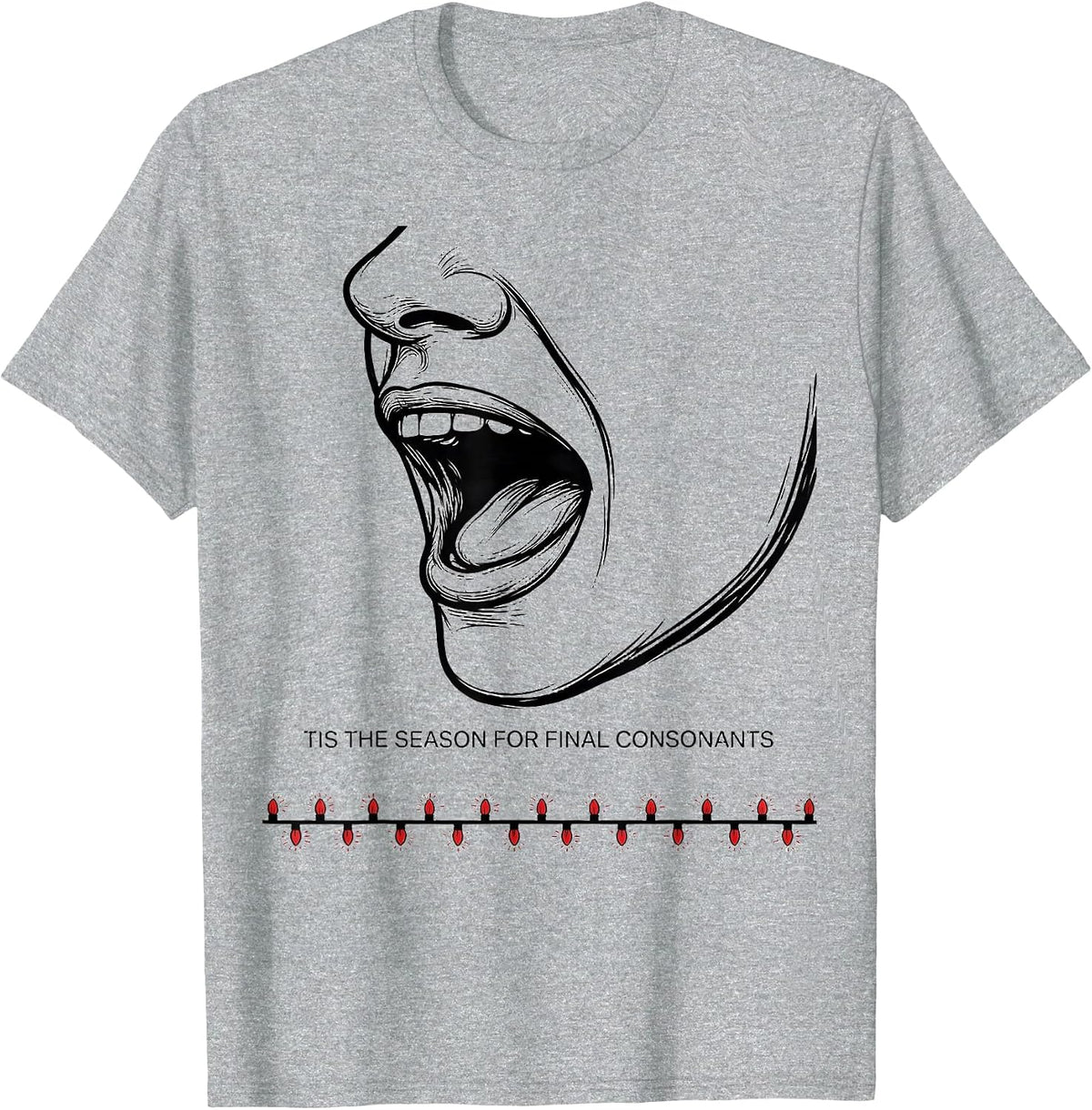 Men's Tis The Season For Final Consonants Retro Groovy Speech T-Shirt - Heather Grey