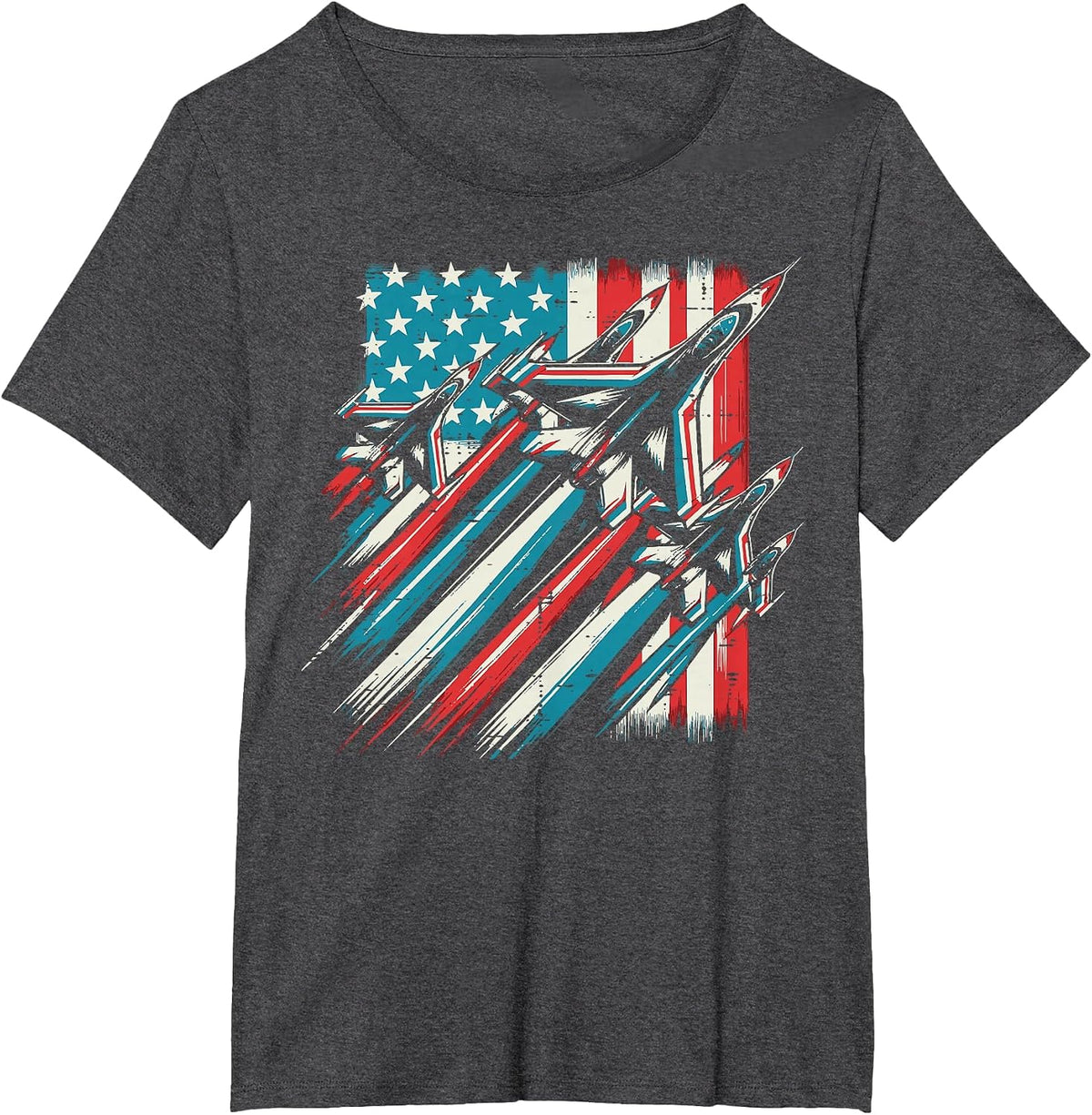 4th of July Jets American Flag Airplane Men Boys Kids T-Shirt - Dark Heather Grey