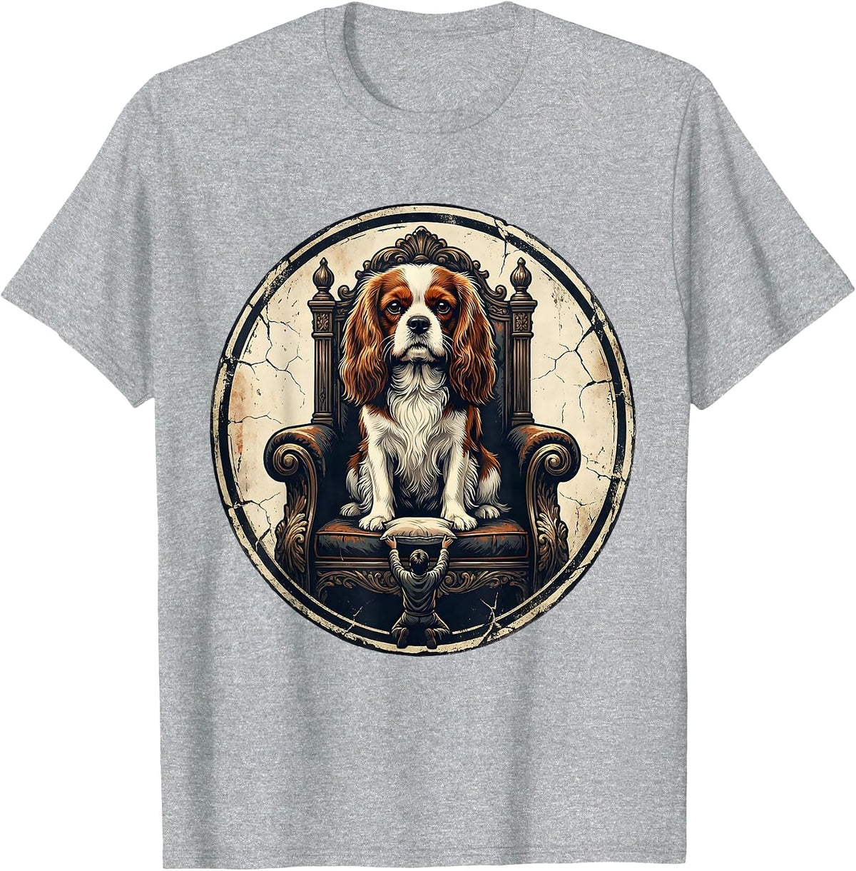 Men's Cavalier King Charles Spaniel Distressed Dog Owner Humor T-Shirt - Heather Grey