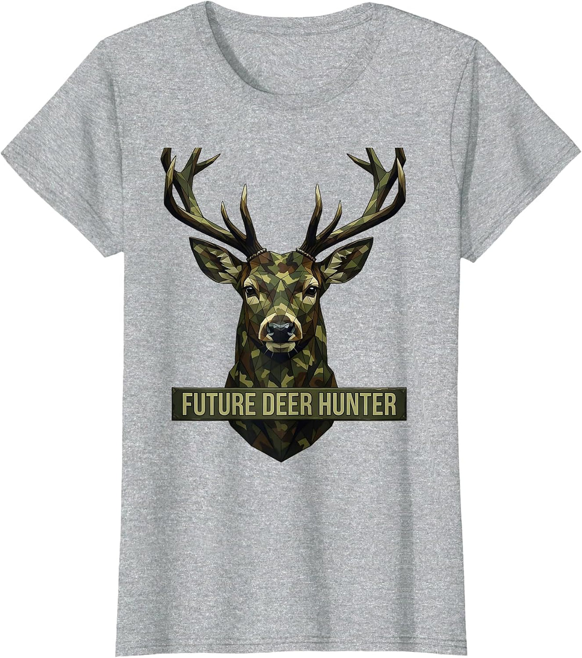 Future Deer Hunter Boys Camo Hunting Design T-Shirt - Heather Grey