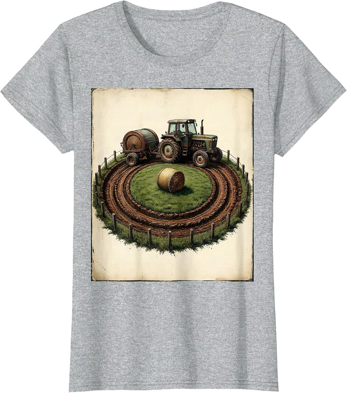 Weathered Farm Tractor Vintage Rural Life Humor T-Shirt - Heather Grey