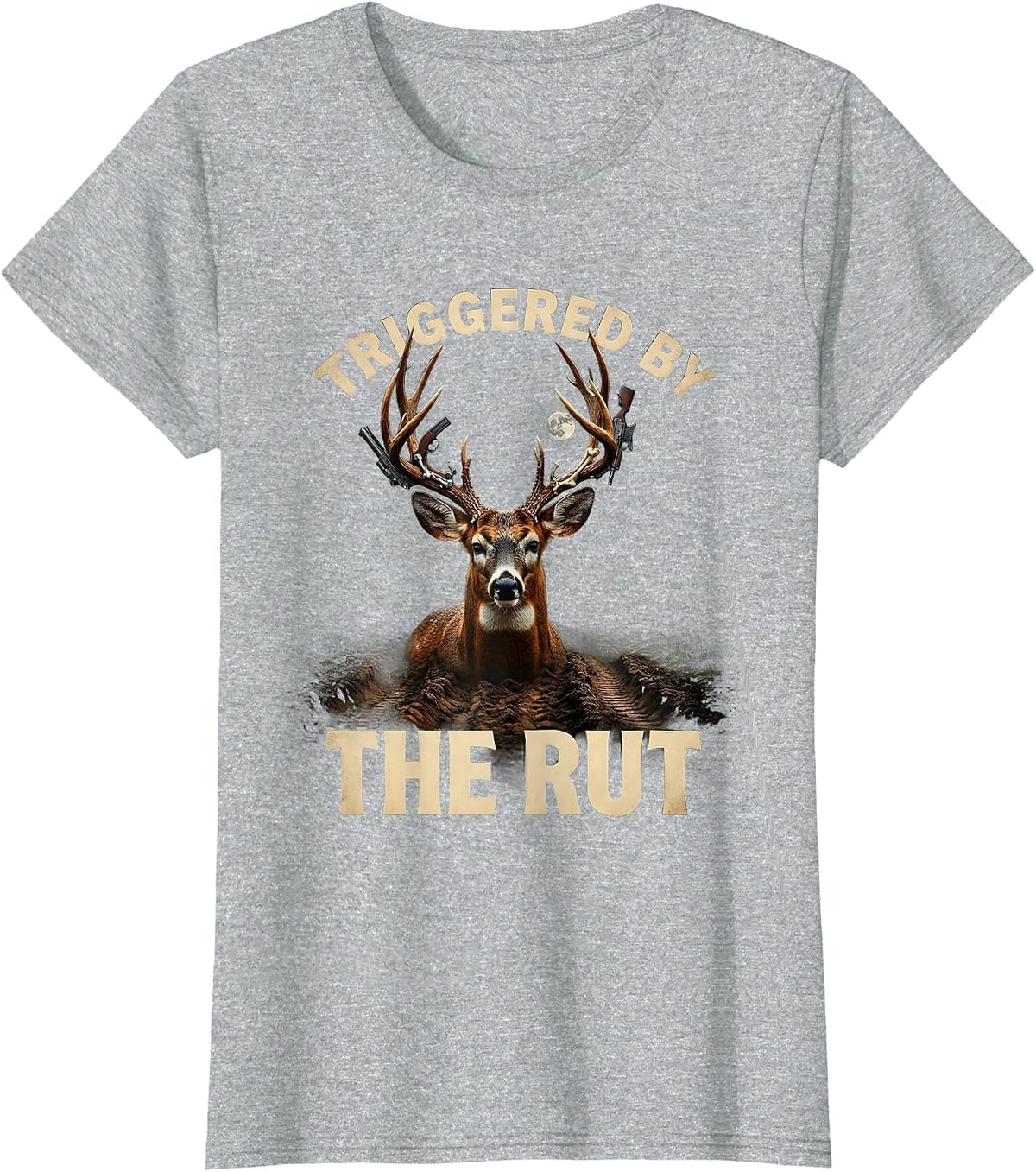 Women's Triggered by the Rut Deer Hunting Design T-Shirt - Heather Grey