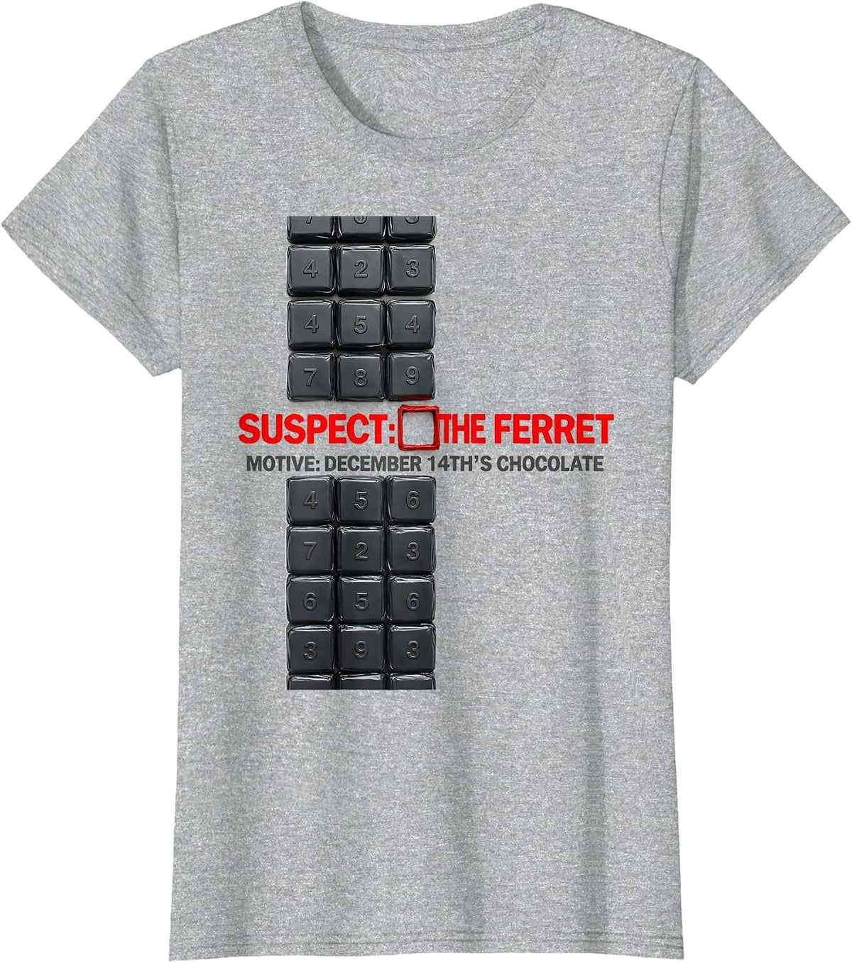 Suspect: The Ferret. Motive: December 14th's Chocolate T-Shirt - Heather Grey