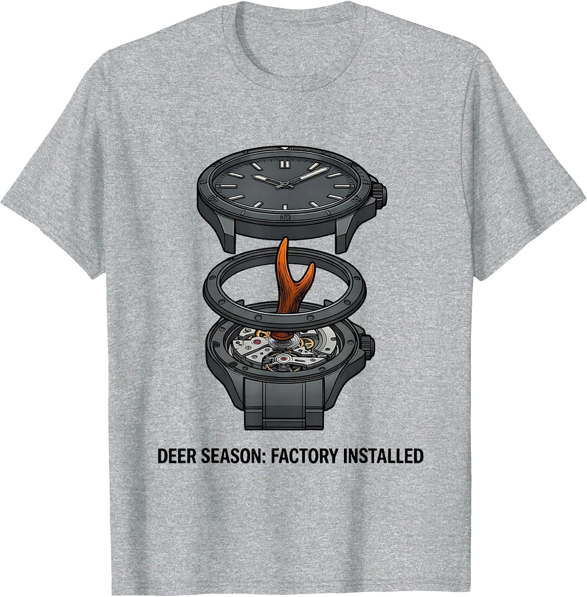 Men's Deer Season: Factory Installed Funny Hunting Dad Camo T-Shirt - Heather Grey
