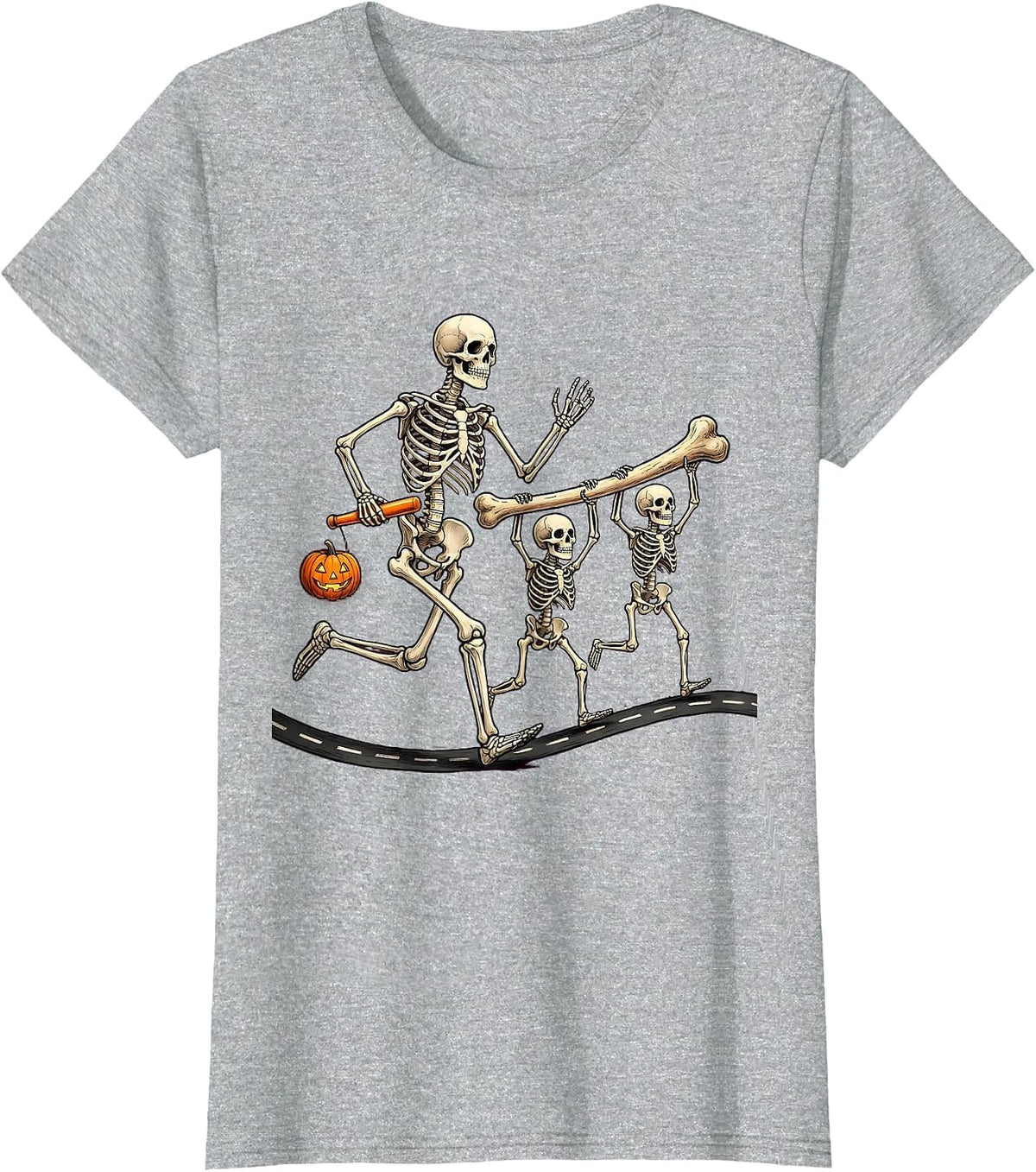 Skeleton Runners Relay Halloween 5K Fun Run T-Shirt - Heather Grey