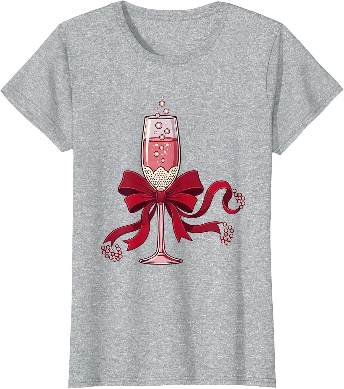 Gigi Chic Champagne Celebration Graphic T-Shirt - Heather Grey