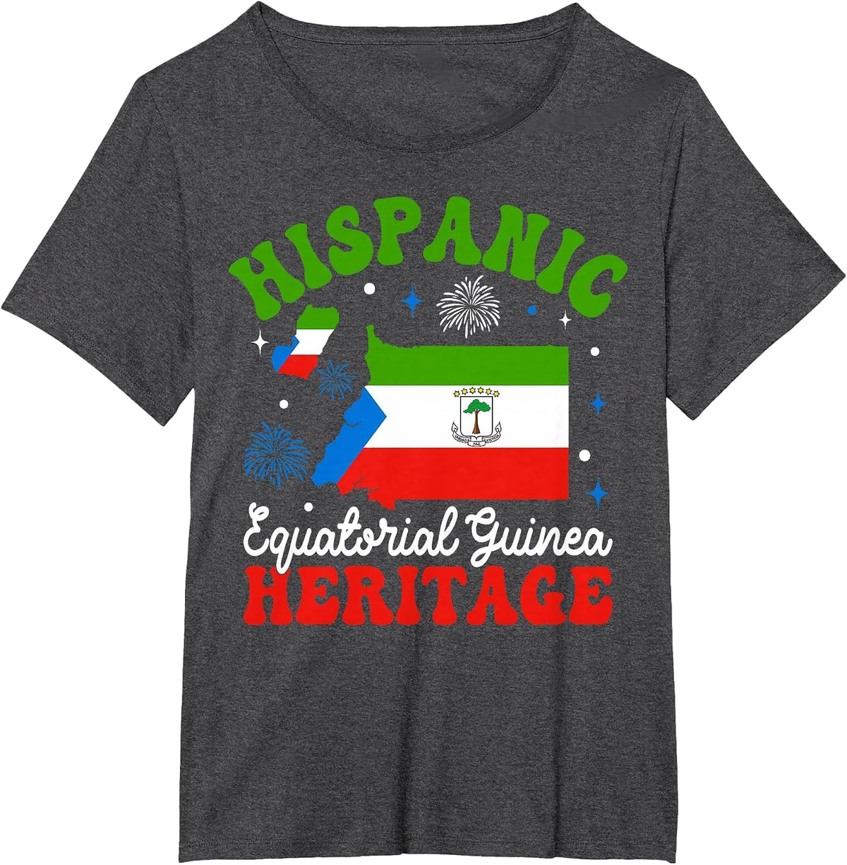 Equatorial Guinea Pride Flag Hispanic Heritage Month T-Shirt - Dark Heather Grey