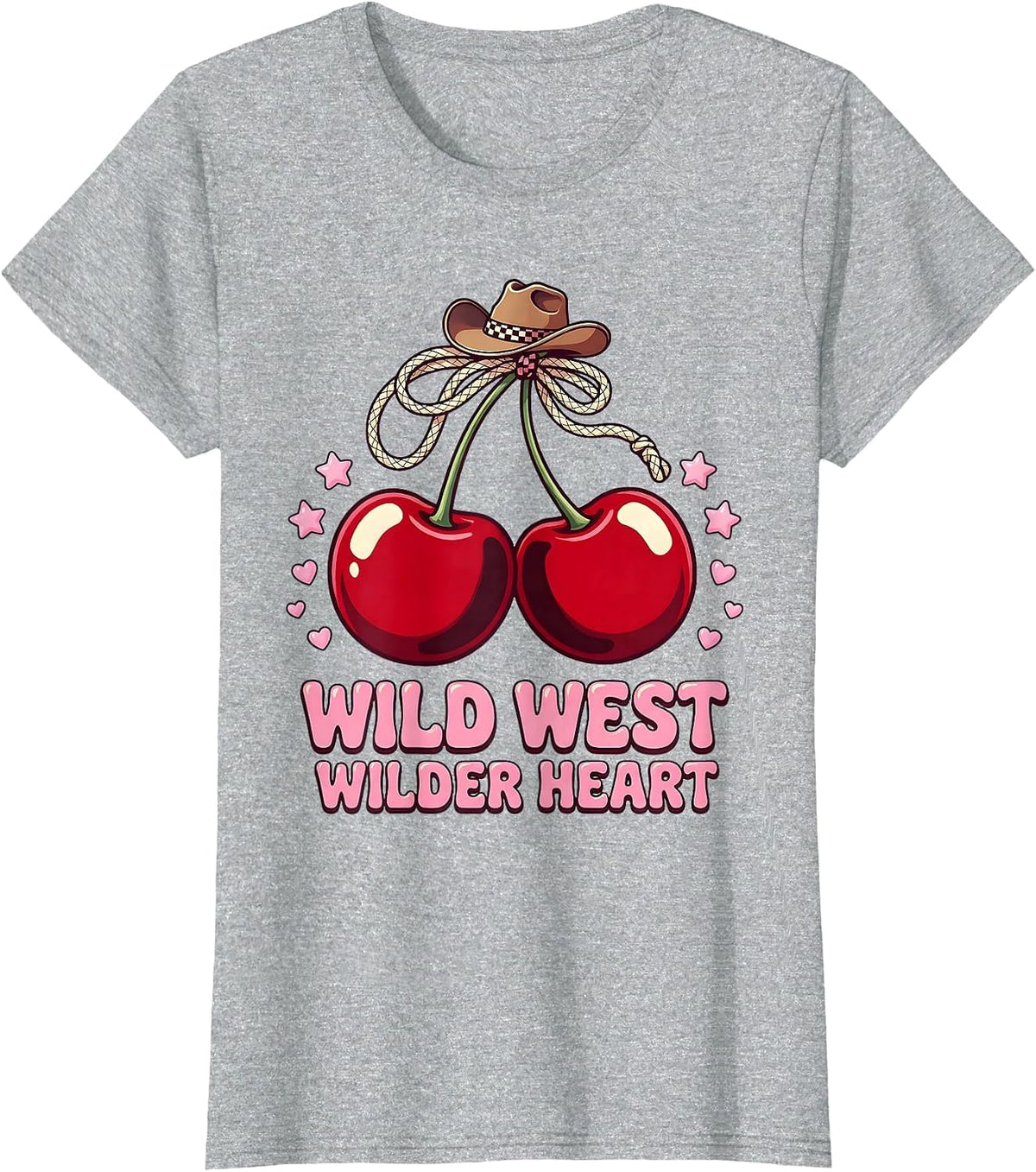 Wild West Wilder Heart Western Design T-Shirt - Heather Grey