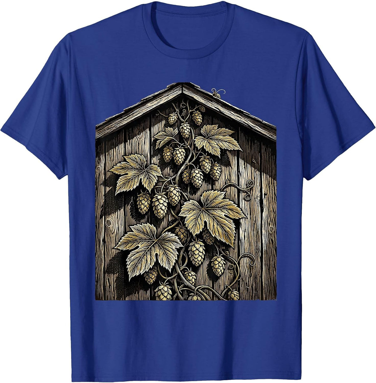 Oktoberfest Hop Vine Rustic Barn Wall Graphic T-Shirt - Royal Blue