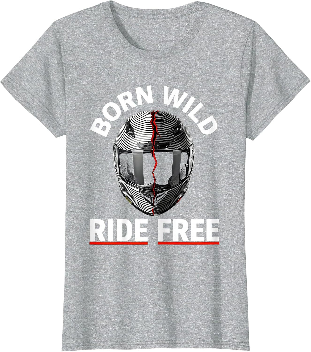 Born Wild Ride Free Motorcycle Design T-Shirt - Heather Grey