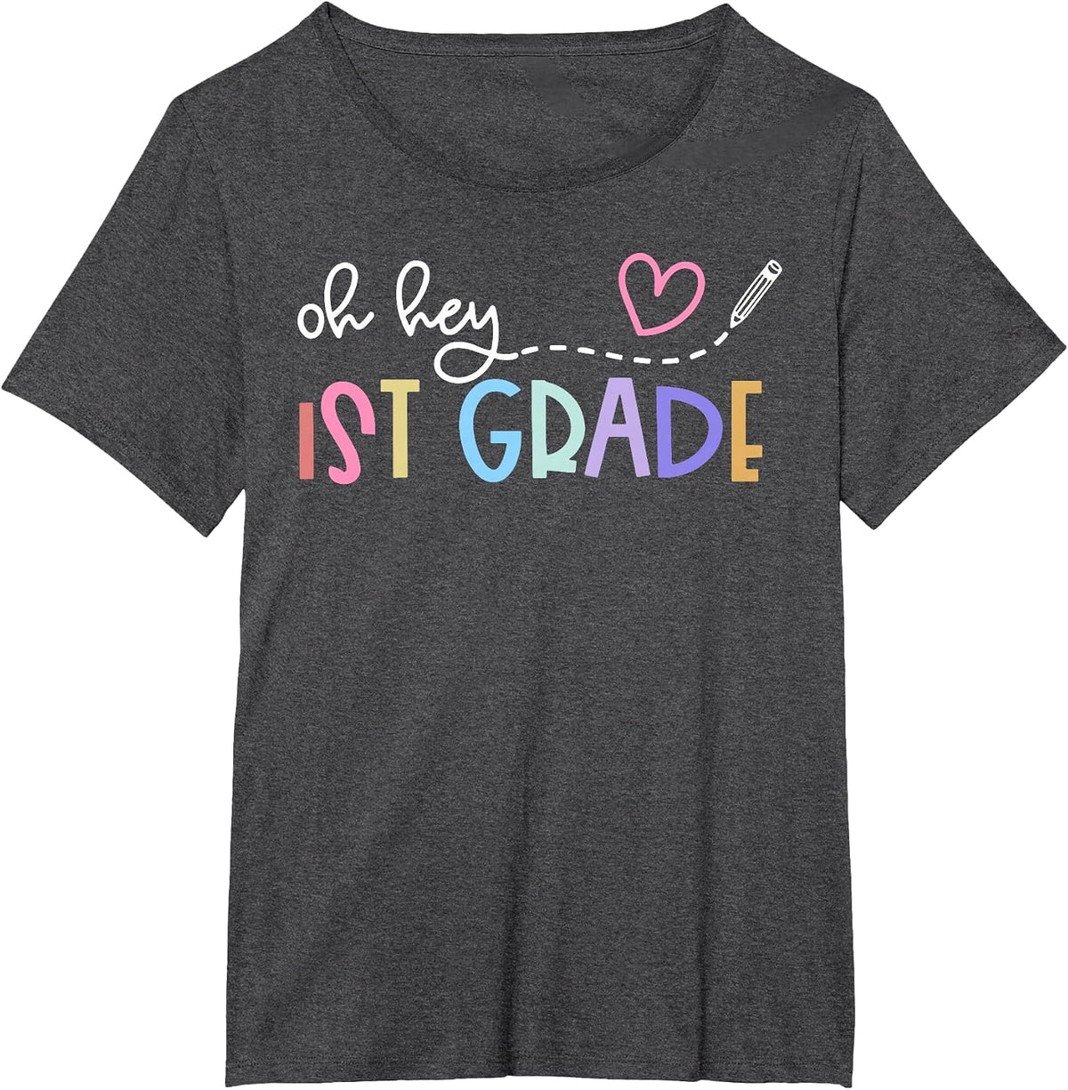 Back to School Oh Hey 1st Grade Teachers Women Student T-Shirt - Dark Heather Grey
