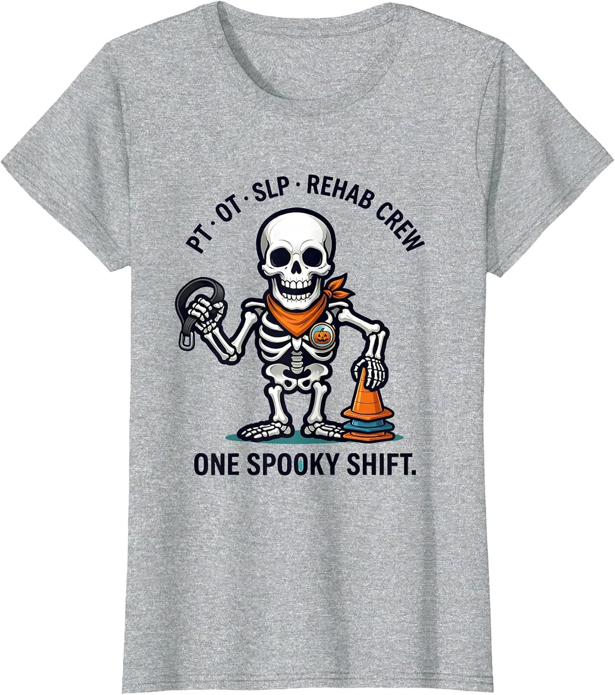 PT OT SLP Rehab Crew One Spooky Shift Halloween T-Shirt - Heather Grey