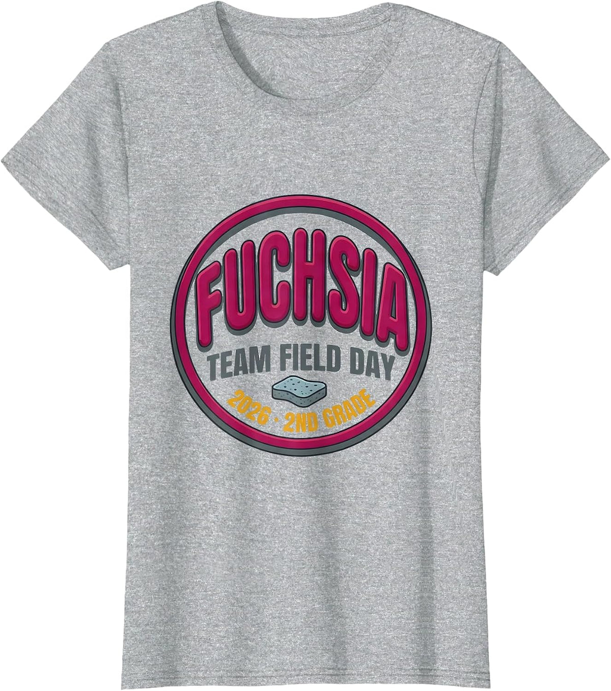 Women's FUCHSIA TEAM FIELD DAY 2026 2ND GRADE School Color Team T-Shirt - Heather Grey