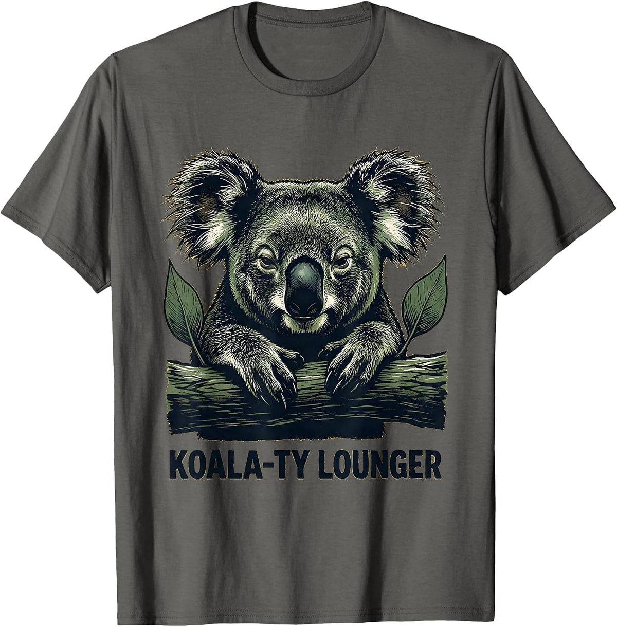 Men's Koala-ty Lounger Cute Koala Lover Animal Humor Novelty T-Shirt - Asphalt Grey
