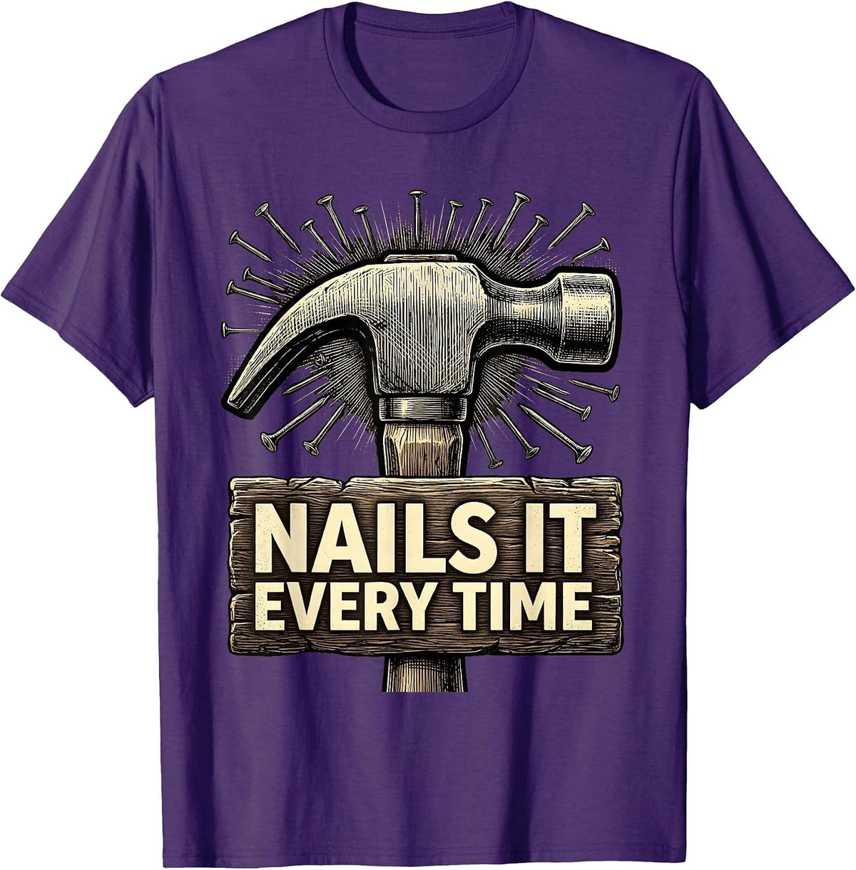 Men's Nails It Every Time Nail Tech Design T-Shirt - Purple