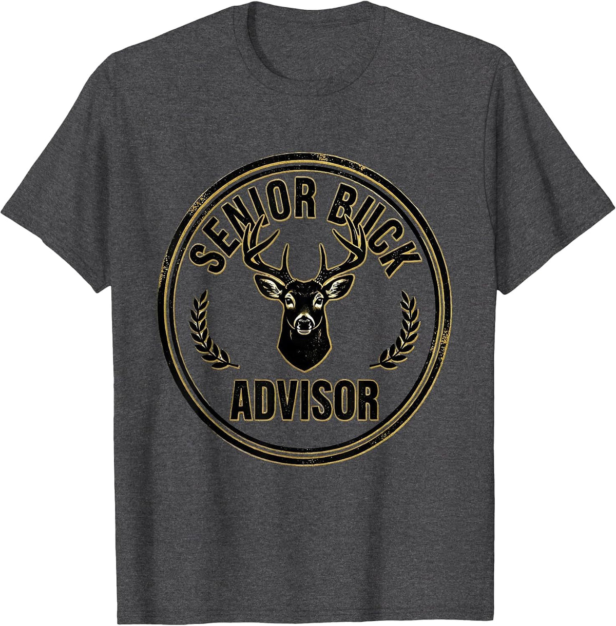 Men's Senior Buck Advisor Funny Deer Hunting Hunter Dad Gift T-Shirt - Dark Heather Grey