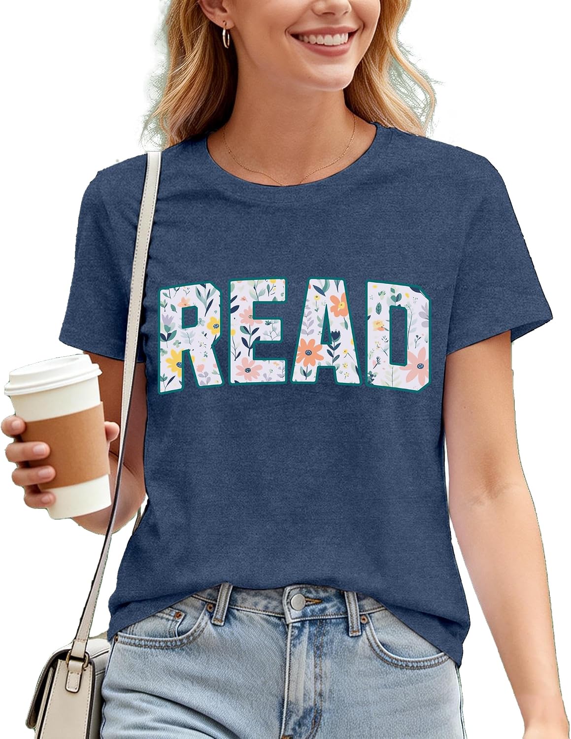 Reading Shirt for Women Read T-Shirt Teacher Reader Book Lover Tee Top - Blue