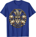Mardi Gras Masquerade Mask Magnolia Floral T-Shirt - Royal Blue