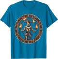 Mardi Gras Jester Juggling Flaming Torches T-Shirt - Sapphire Blue