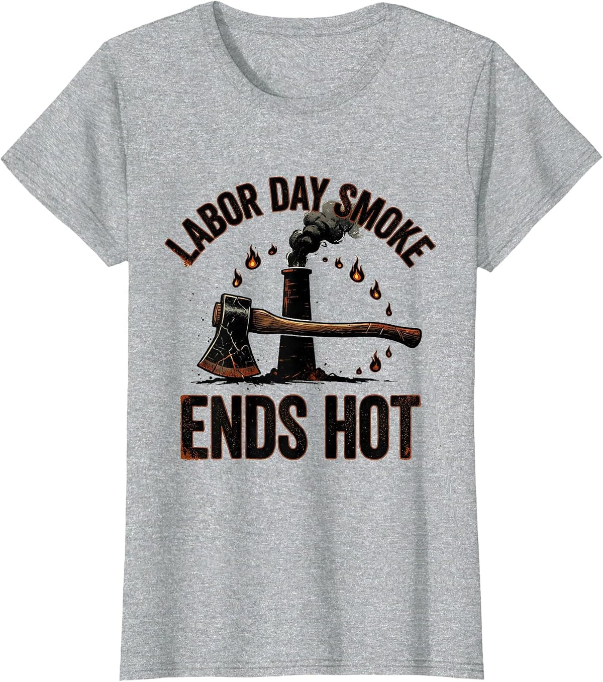 Labor Day Smoke Ends Hot Funny BBQ Cookout Party T-Shirt - Heather Grey