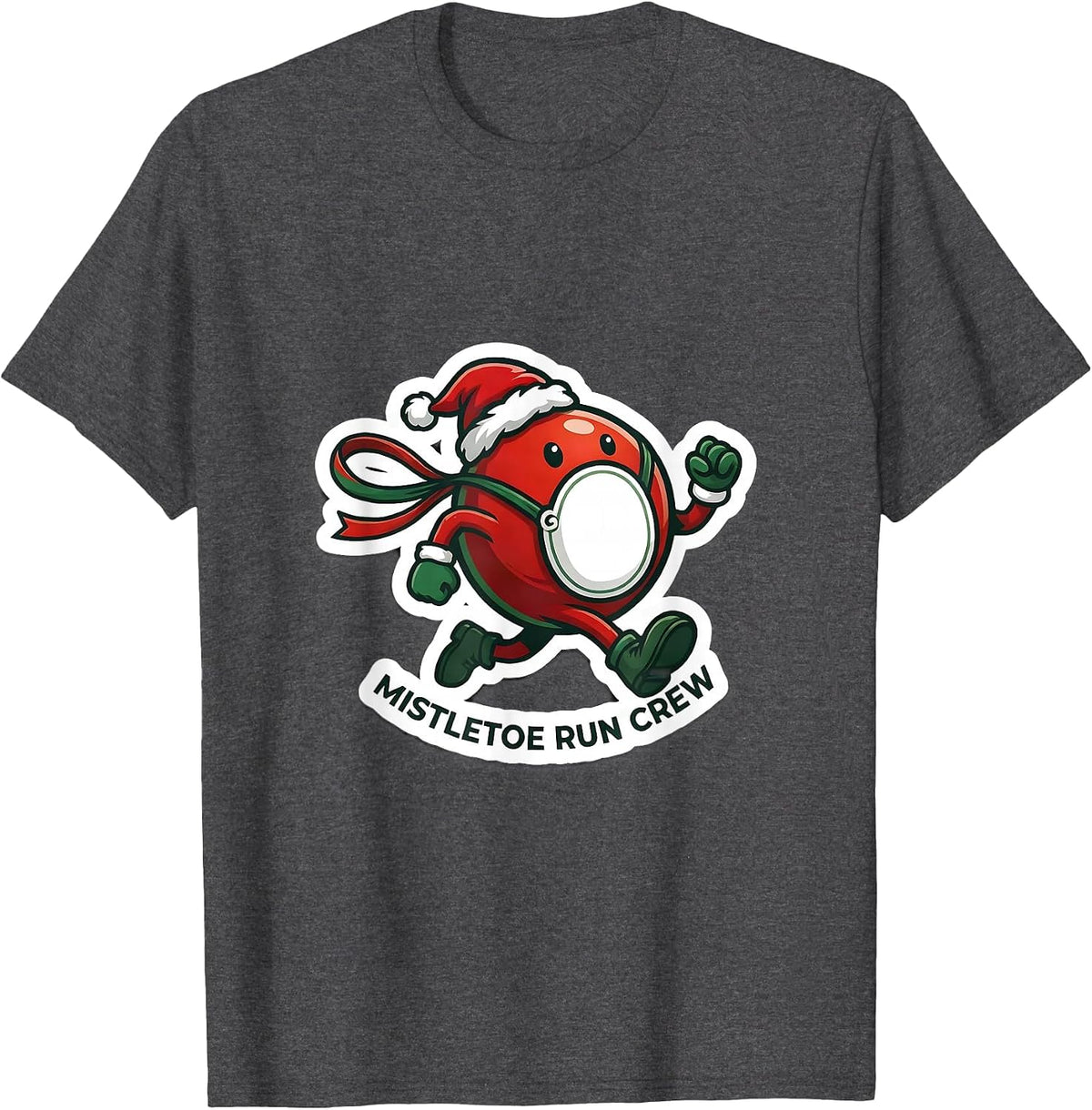 Mistletoe Run Crew Funny Christmas 5k Run Runner Squad Gift T-Shirt - Dark Heather Grey