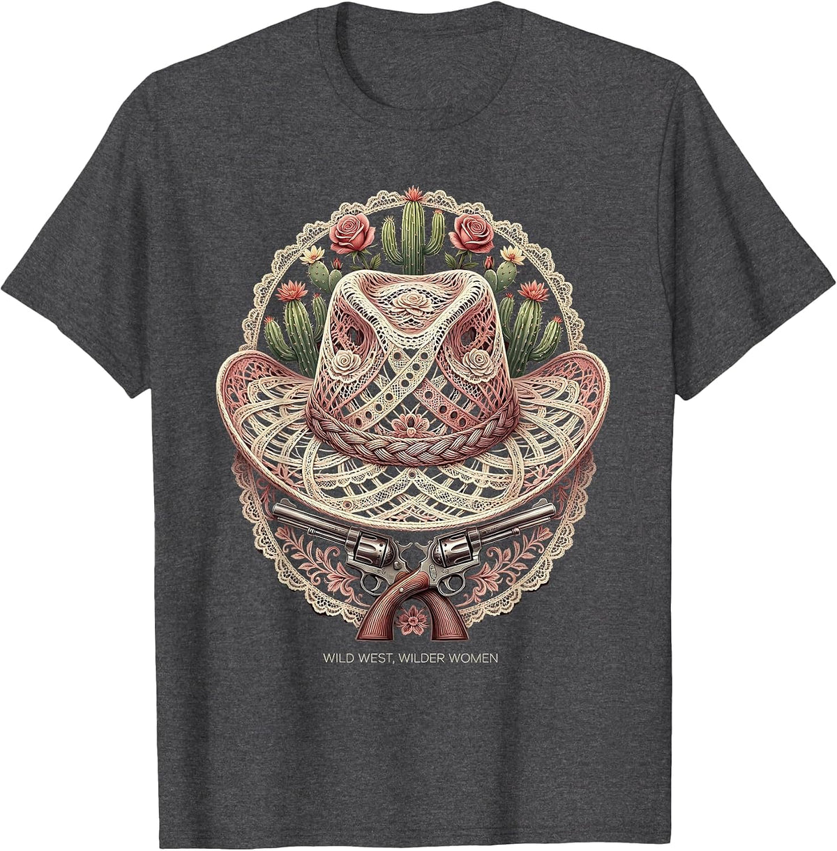 Men's Wild West Wilder Women Cowgirl Graphic Design T-Shirt - Dark Heather Grey