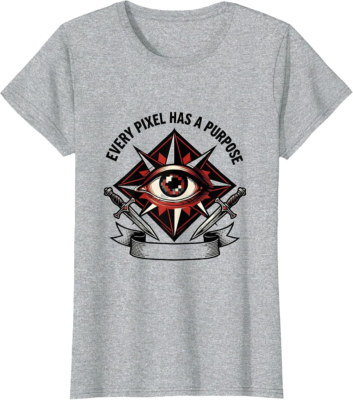 Every Pixel Has A Purpose Graphic Designer Tee T-Shirt - Heather Grey
