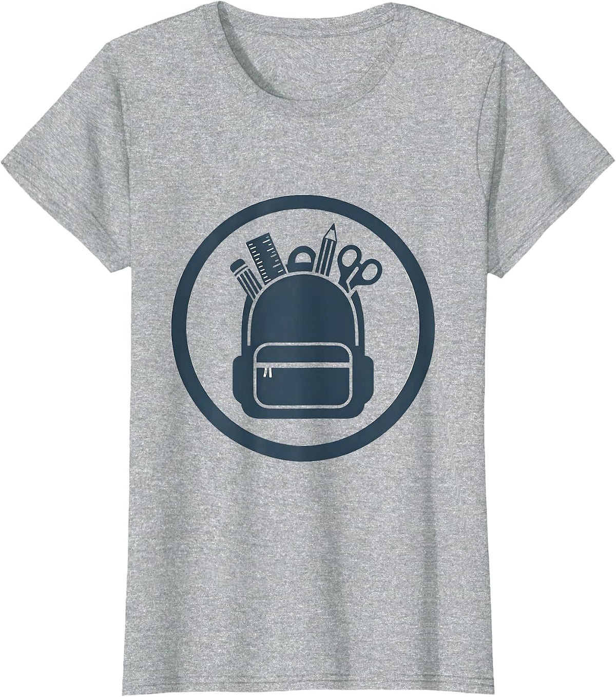 Middle School Teacher Overflowing Backpack Design T-Shirt - Heather Grey