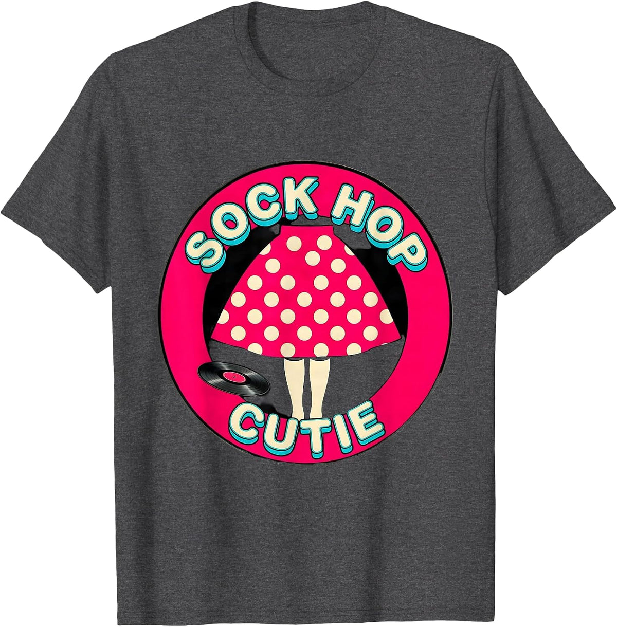 Sock Hop Cutie 50s Poodle Skirt Halloween Costume Party T-Shirt - Dark Heather Grey