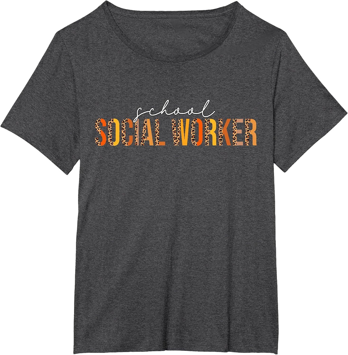 Leopard Fall Autumn Lovers Thanksgiving School Social Worker T-Shirt - Dark Heather Grey