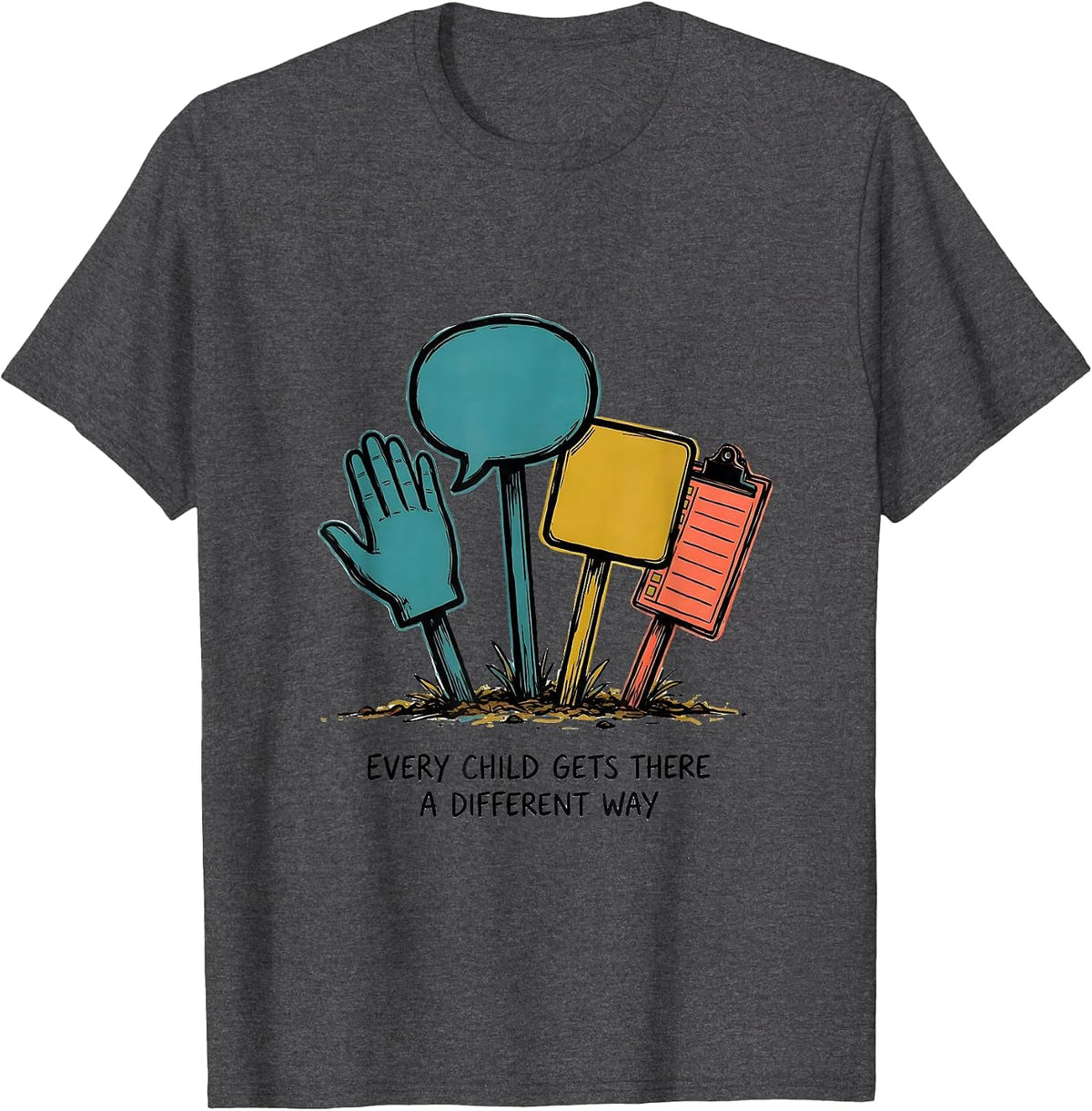 Men's Every Child Gets There A Different Way Special Education T-Shirt - Dark Heather Grey