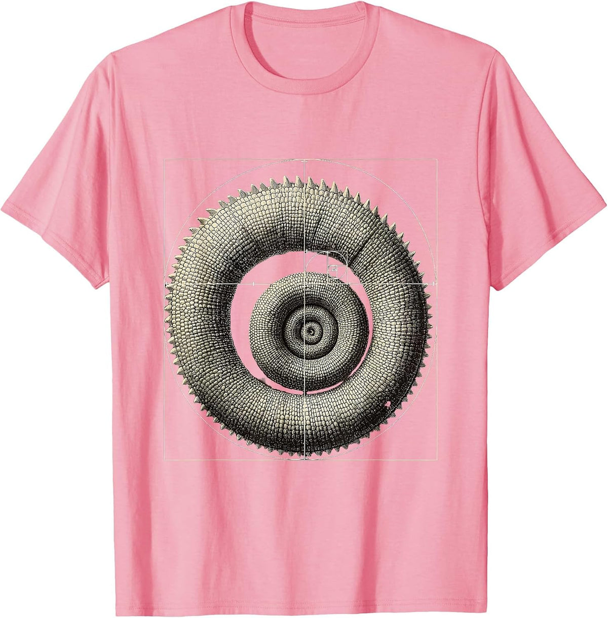 Men's Coiled Chameleon Tail Sacred Geometry Math Lover Design T-Shirt - Pink