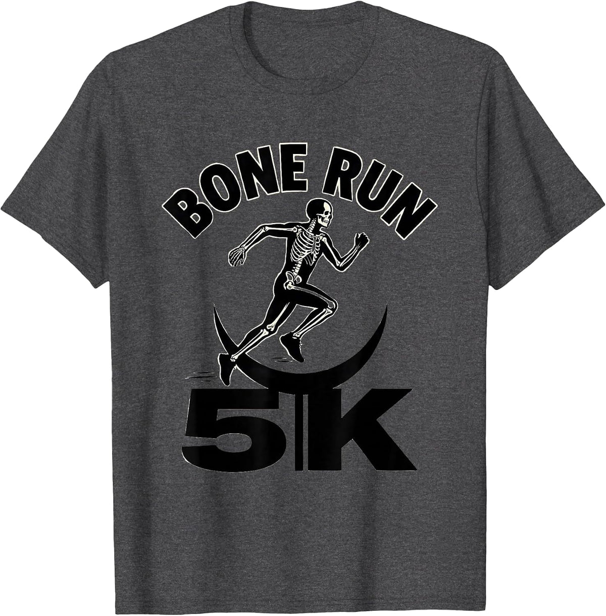 Bone Run 5K Funny Halloween Skeleton Runner Matching Fun Run T-Shirt - Dark Heather Grey