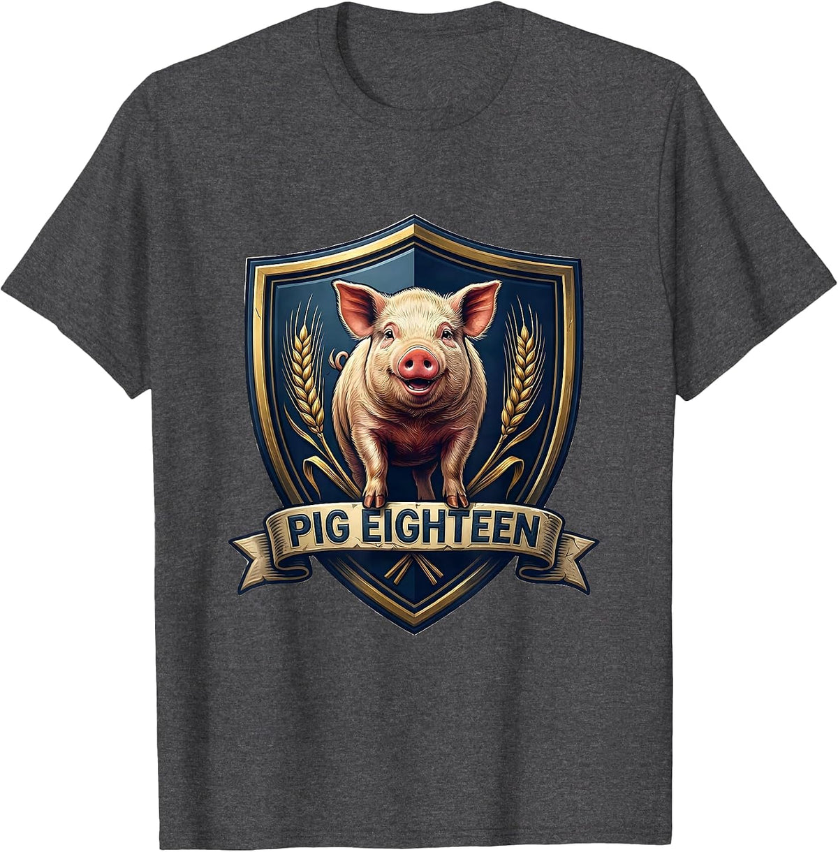Men's Pig Eighteen Cute Pig Lover Family Matching Outfit T-Shirt - Dark Heather Grey