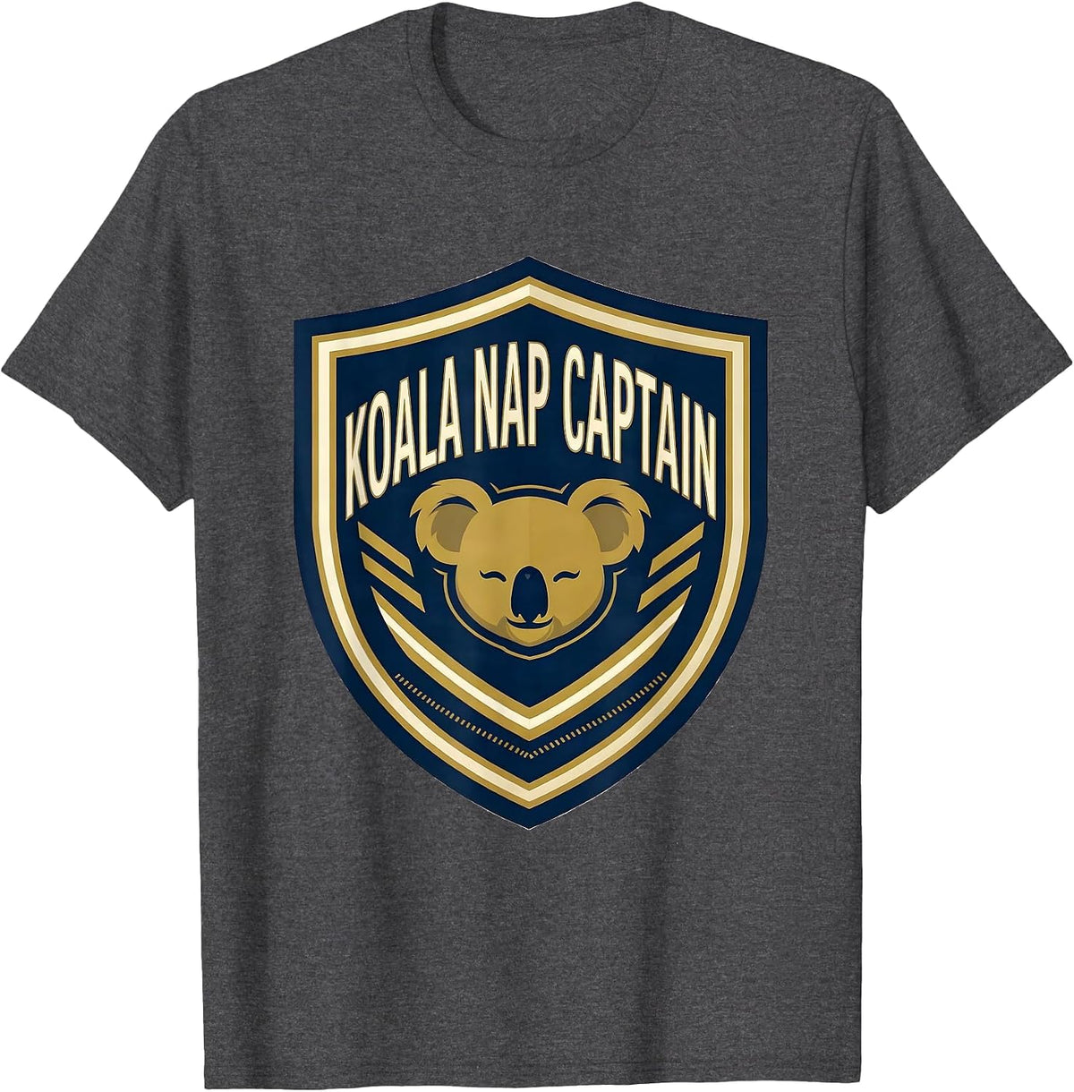 Men's Koala Nap Captain Cute Animal Sleepwear Novelty Loungewear T-Shirt - Dark Heather Grey