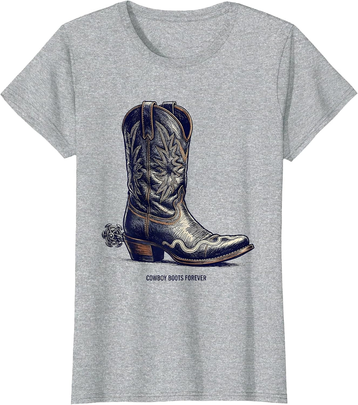 Cowboy Boots Forever Western Design T-Shirt - Heather Grey