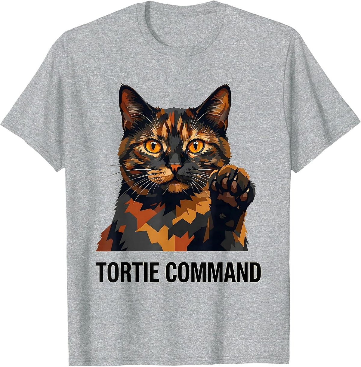 Men's Tortie Command Funny Tortie Cat Lover Tortoiseshell Cat T-Shirt - Heather Grey