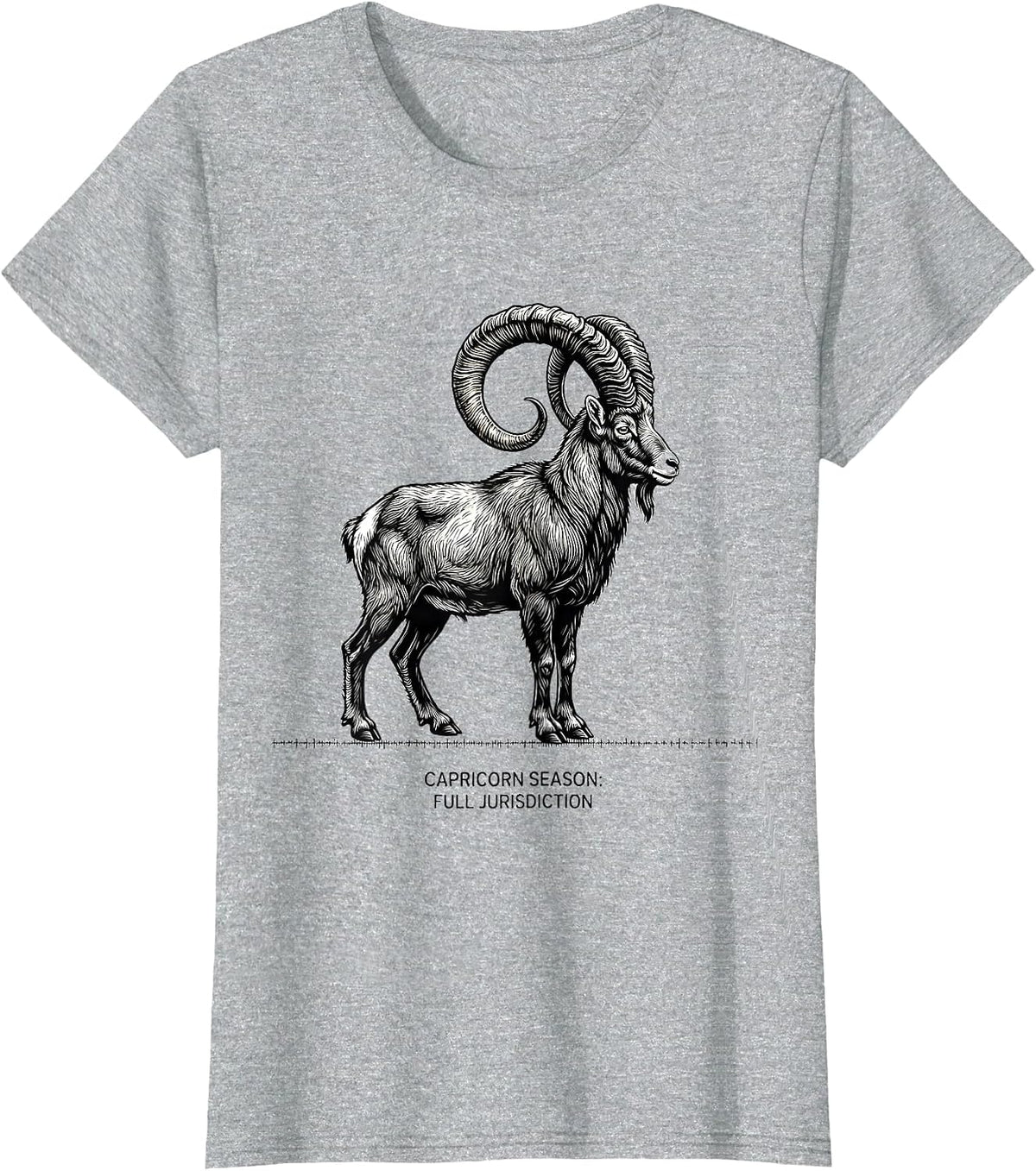 CAPRICORN SEASON: FULL JURISDICTION Funny Zodiac Birthday T-Shirt - Heather Grey