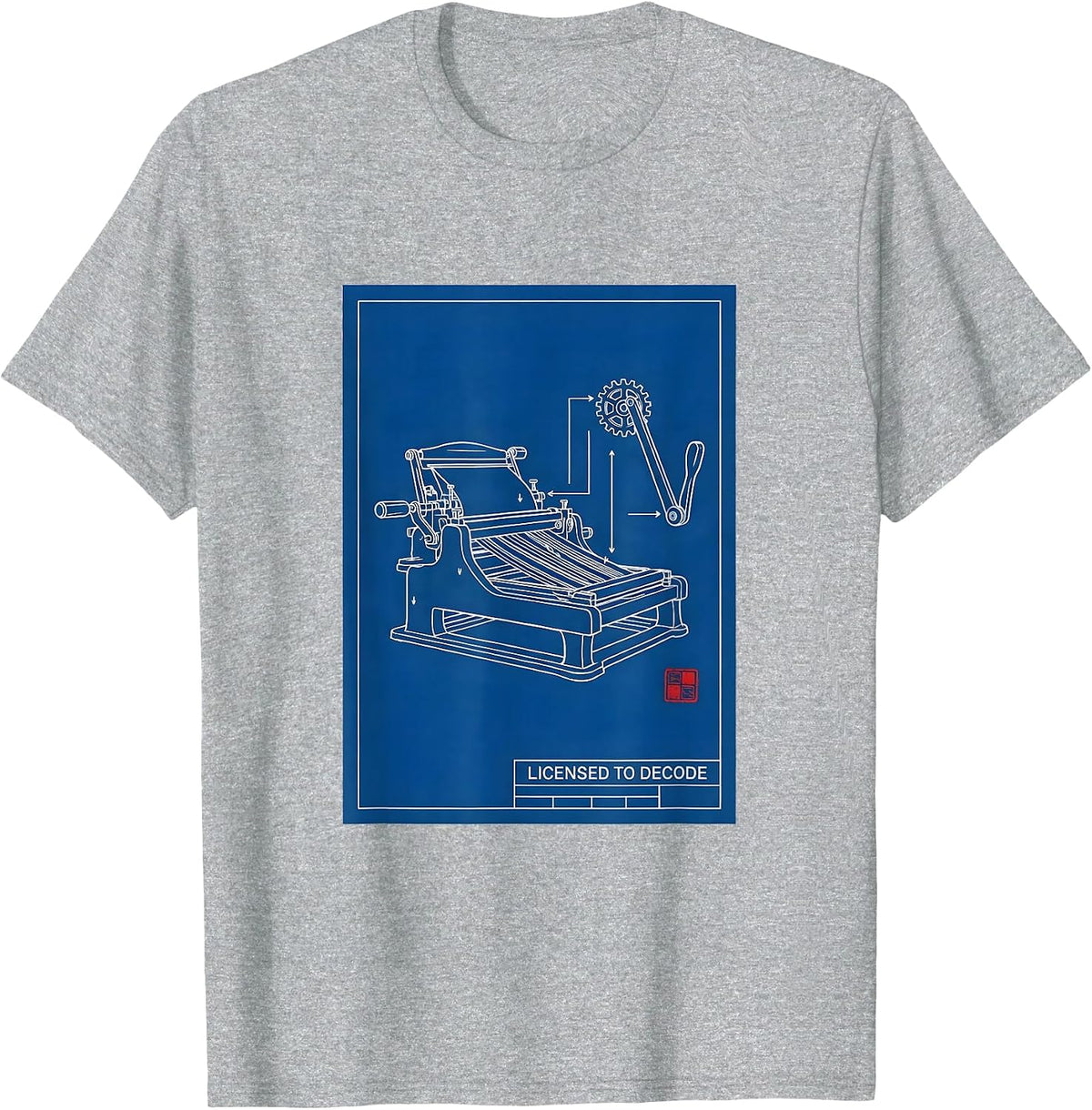 Men's Licensed To Decode Technical Blueprint Dyslexia Teacher T-Shirt - Heather Grey