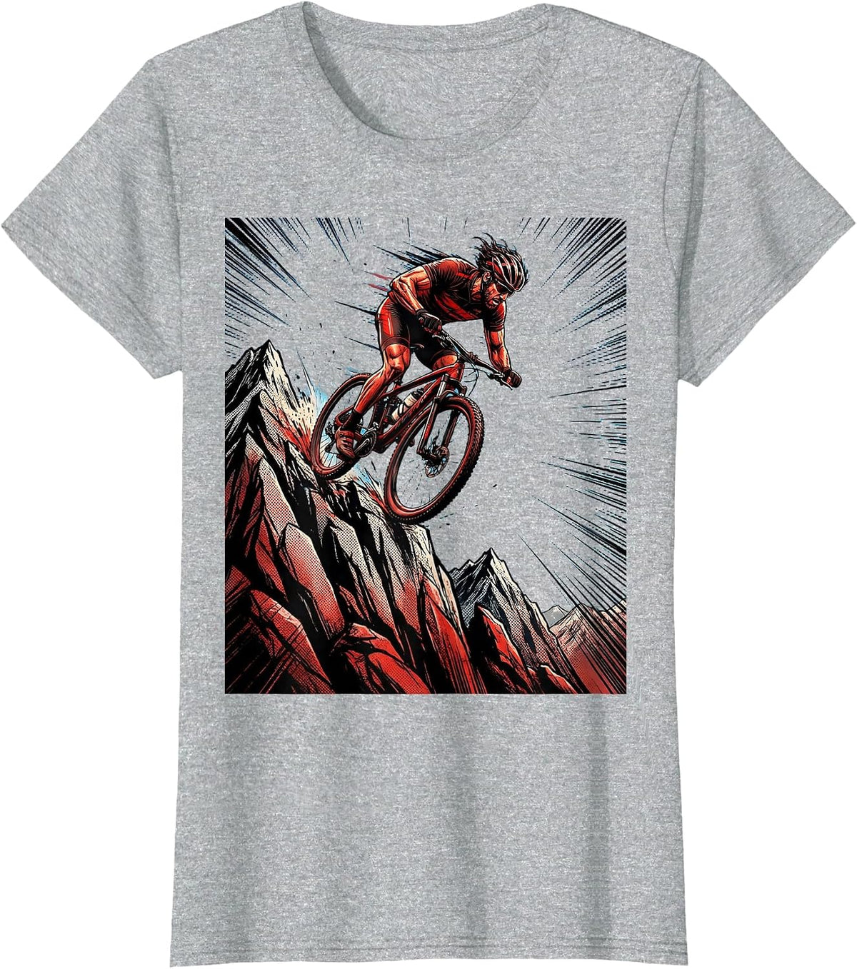Women's Cyclist Cresting Mountain Summit Graphic T-Shirt - Heather Grey
