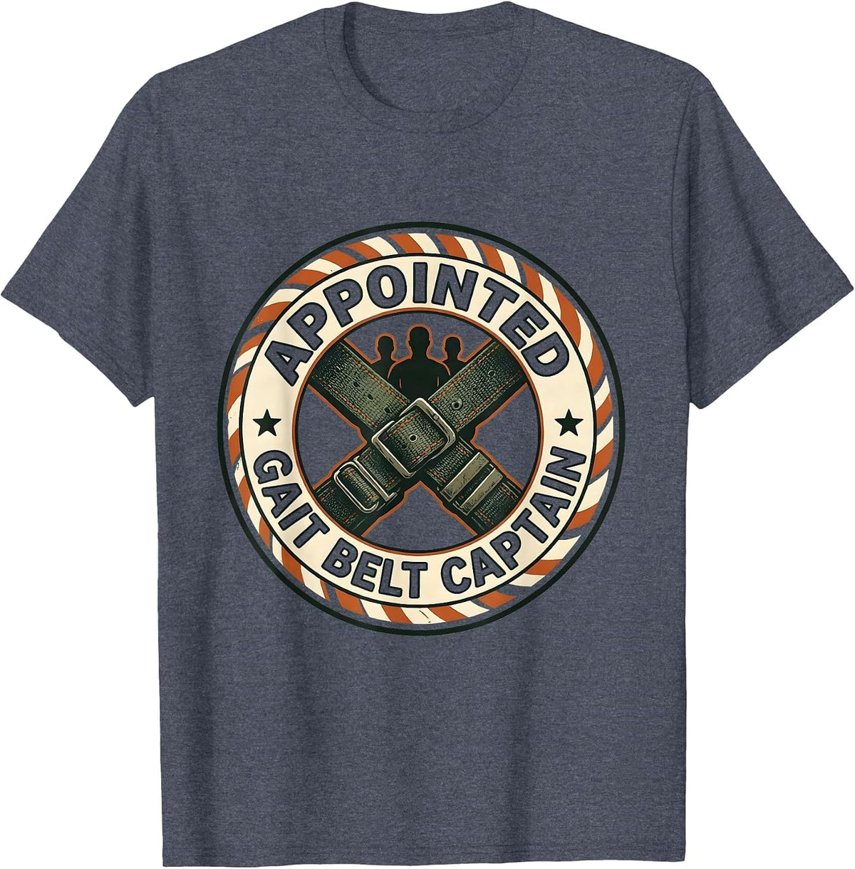 Appointed Gait Belt Captain Vintage Physical Therapist T-Shirt - Heather Blue
