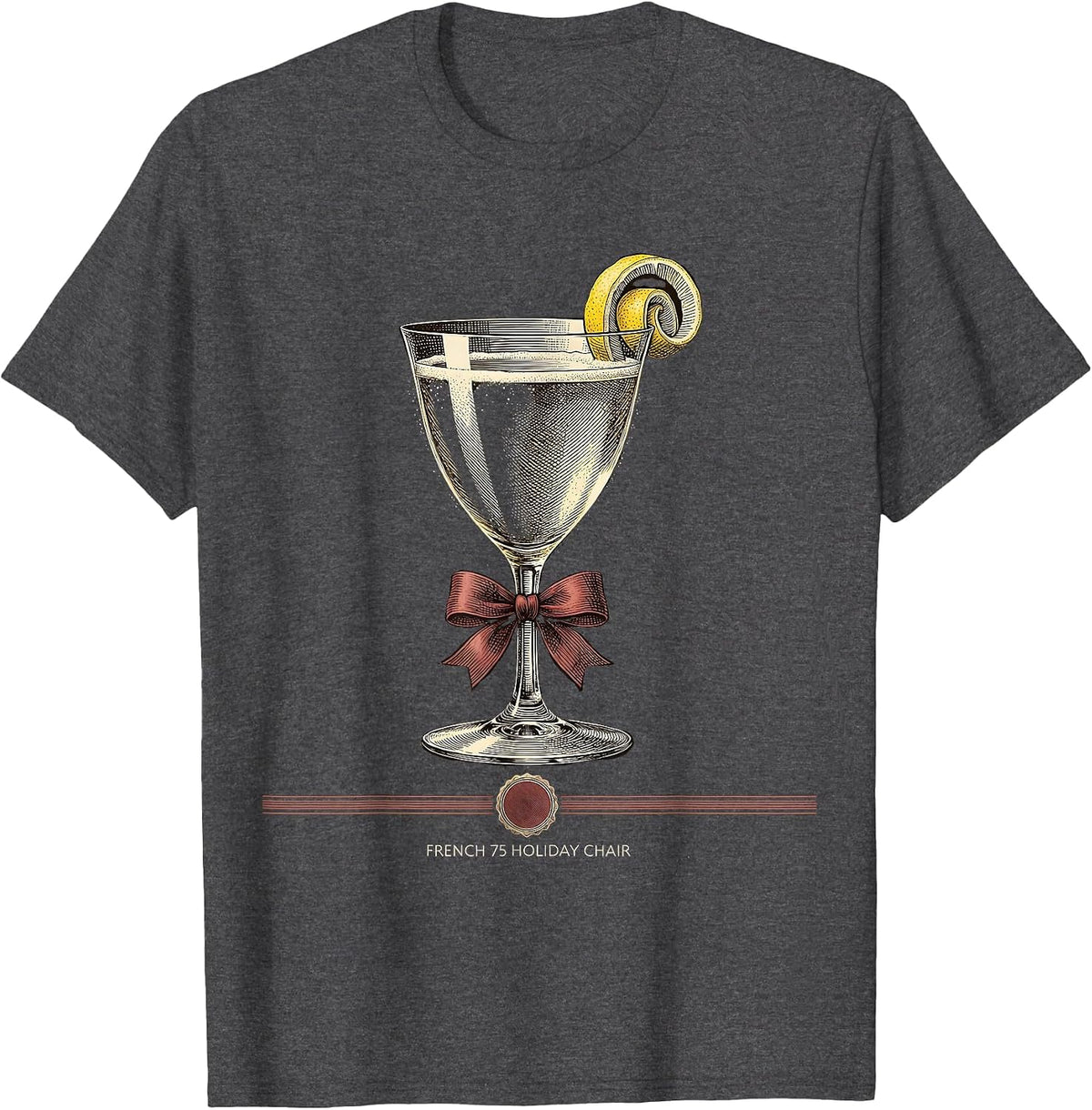 Men's French 75 Holiday Chair Funny Christmas Cocktail Party Gift T-Shirt - Dark Heather Grey