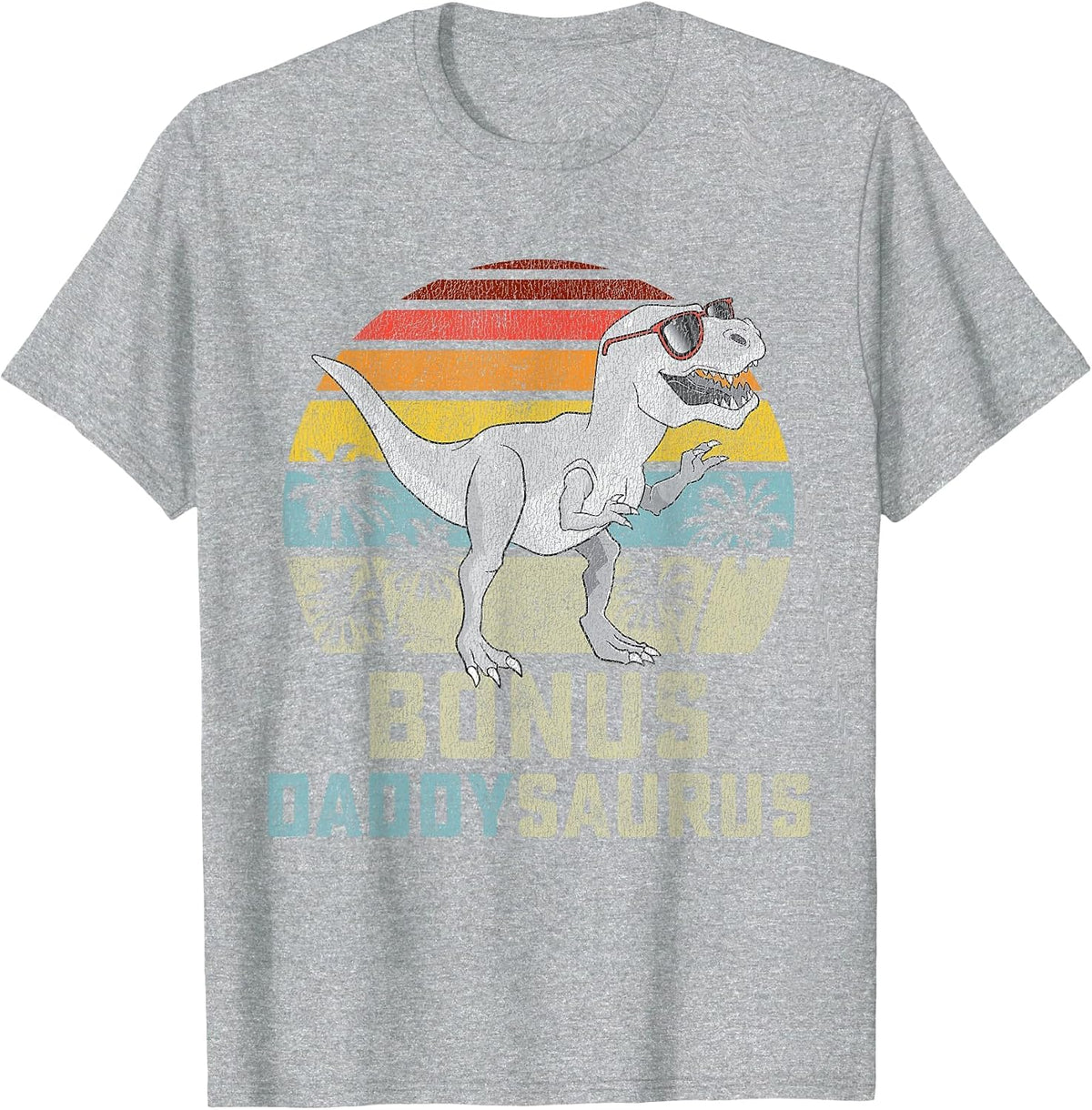 Bonus Daddy Saurus T Rex Daddysaurus Stepdad Matching Family T-Shirt - Heather Grey