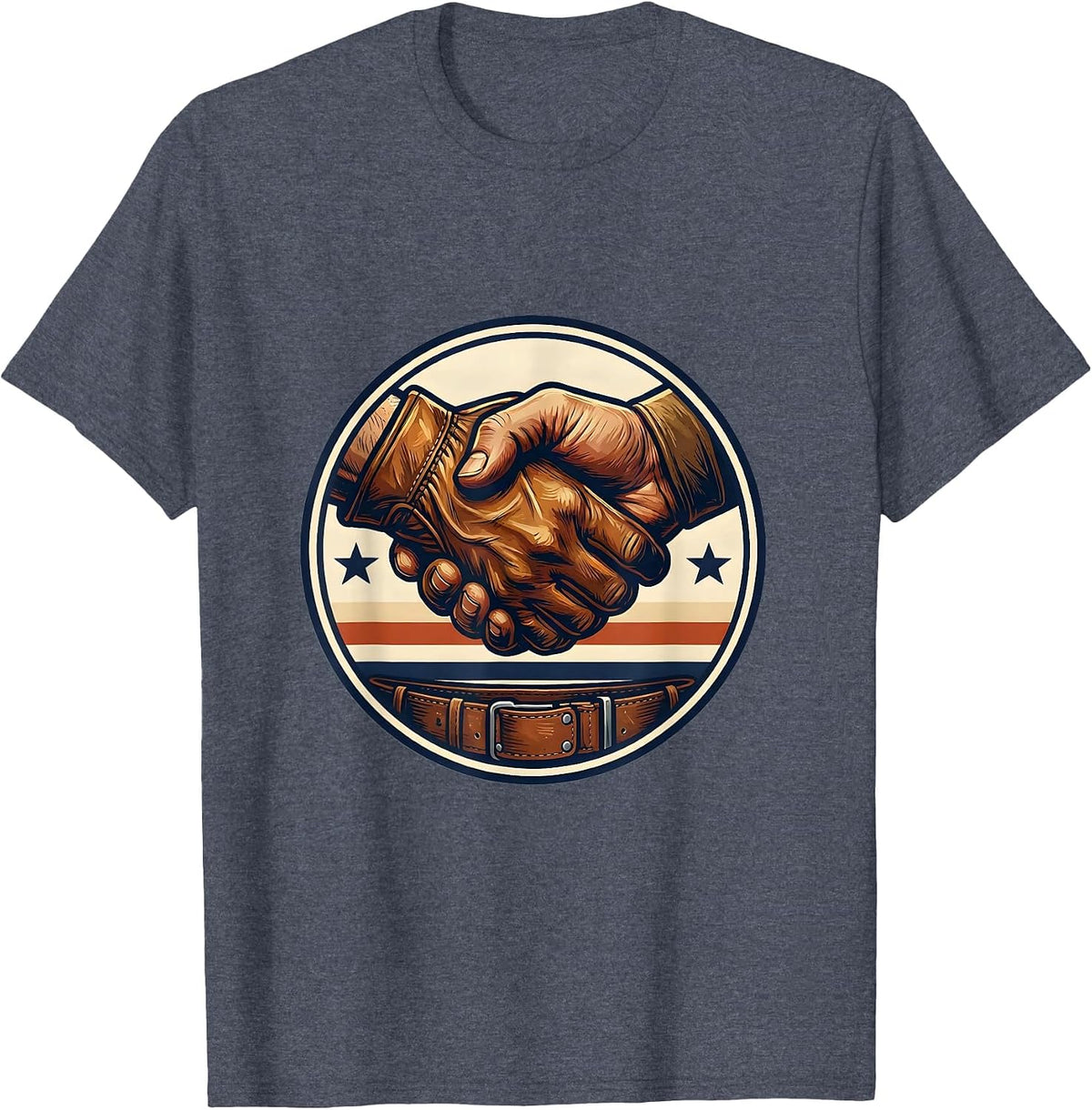 Sealed Work Glove Badge Patriotic Union Labor Day T-Shirt - Heather Blue