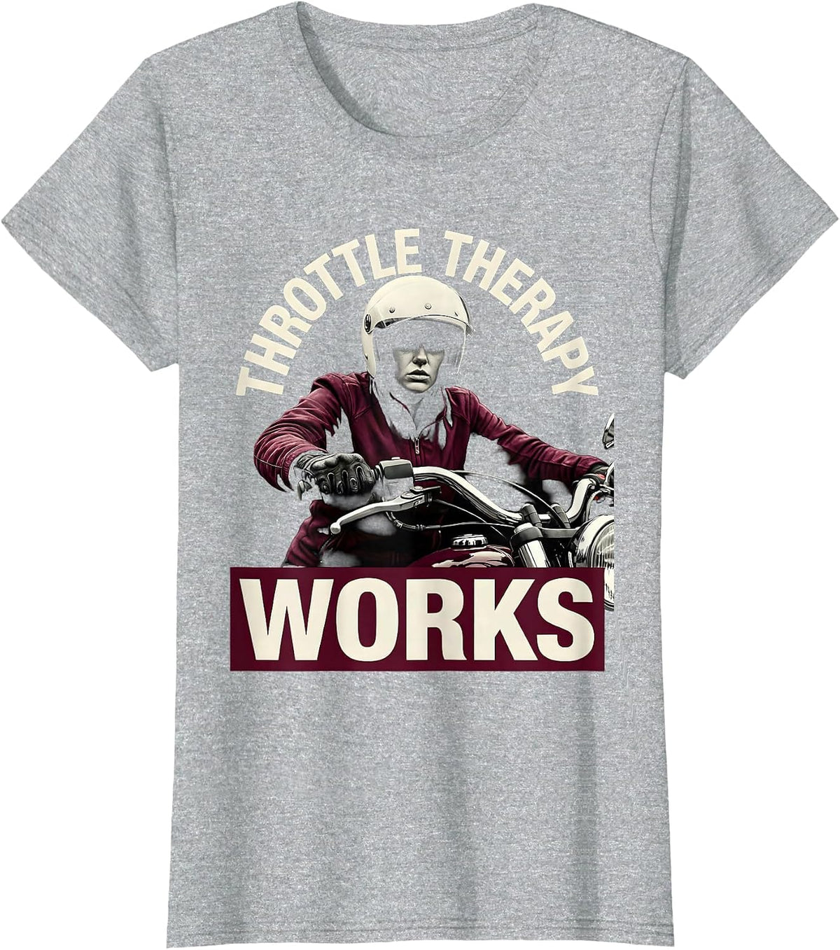 Throttle Therapy Works Motorcycle Riding Design T-Shirt - Heather Grey