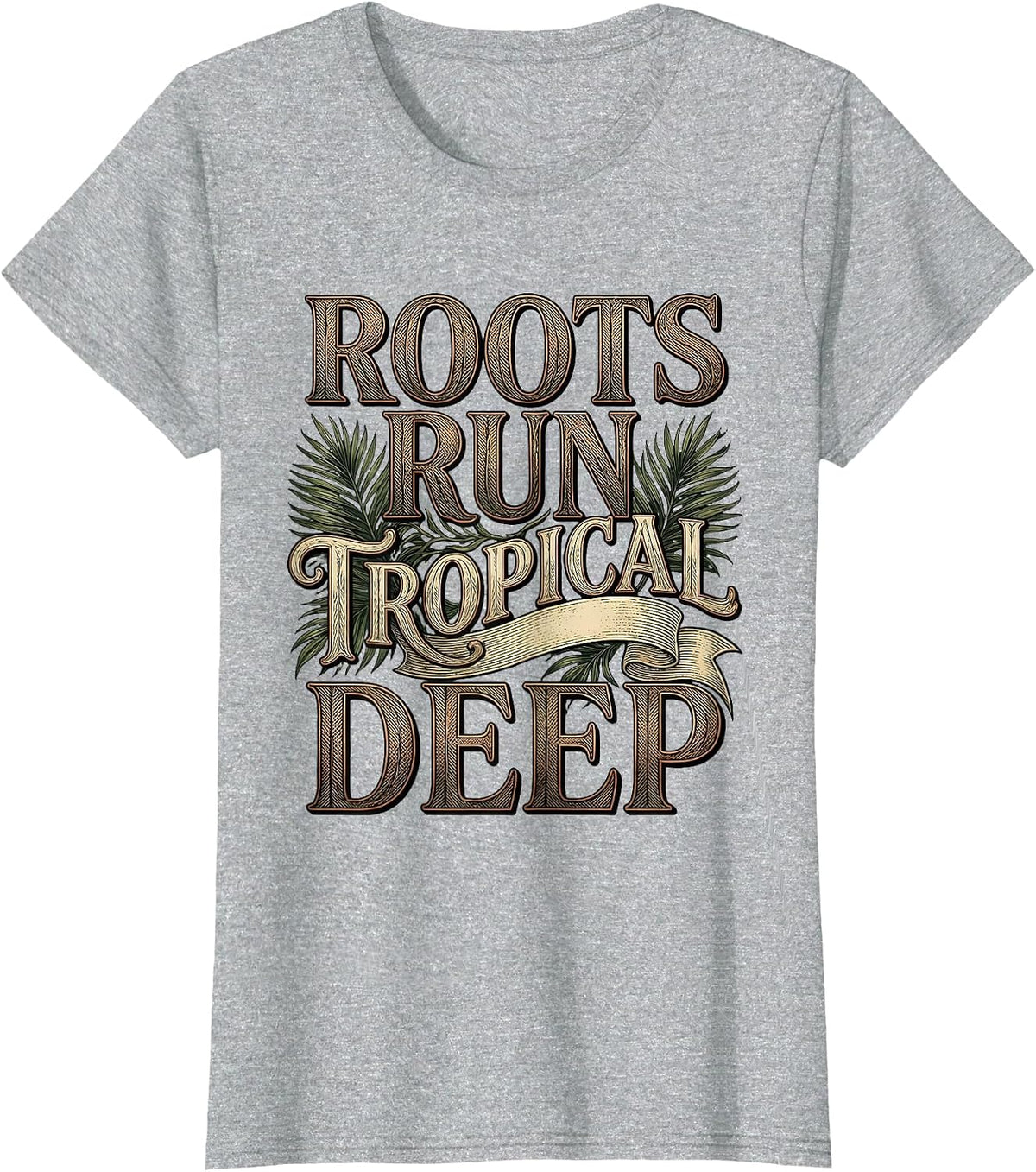 Women's Tropical Heritage Strong Merengue Dancers Design T-Shirt - Heather Grey