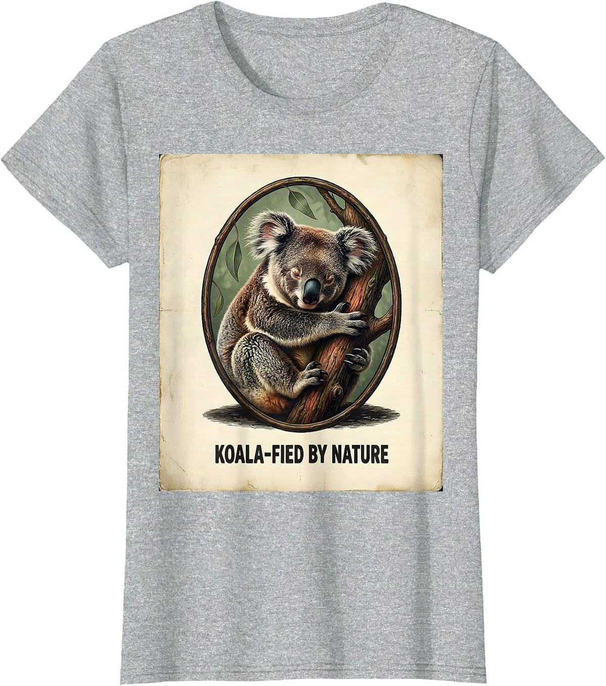 Koala-fied by Nature Vintage Cute Koala Lover Animal Humor T-Shirt - Heather Grey